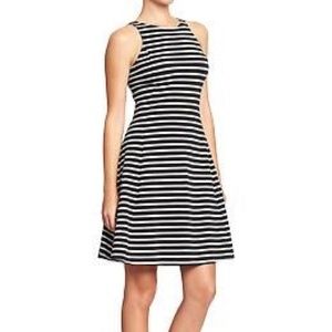 Black & White Stripped Jersey Fit & Flare